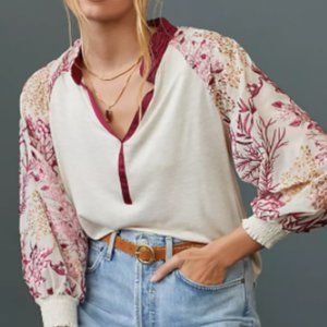 Anthropologie Floral Embroidered top